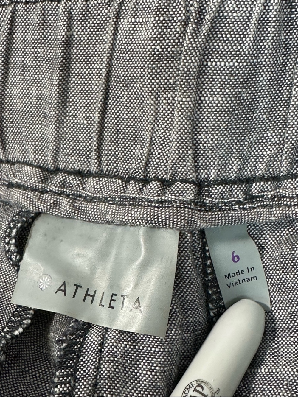 Athleta Linen Gray Drawstring Linen Cropped Pants Front Pockets Preppy - Picture 6 of 12